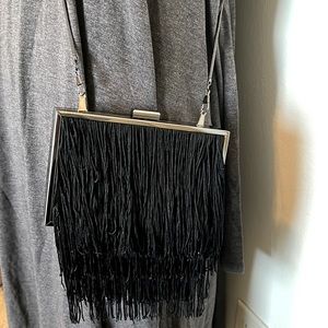 Black Fringe Crossbody Purse